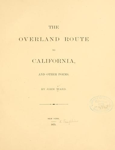 Cover for The overland route to California