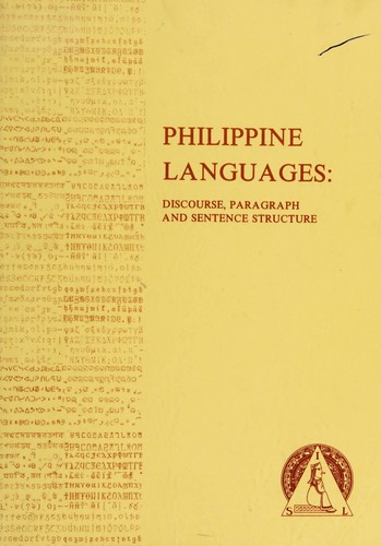 Cover for Discourse, paragraph, and sentence structure in selected Philippine languages