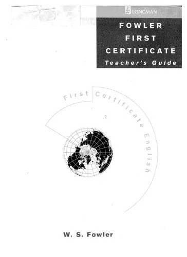 Cover for Fowler first certificate