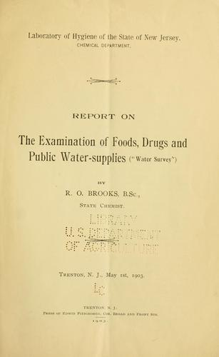 Cover for Report on the examination of foods, drugs and public water-supplies ("Water survey")