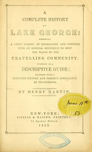 Cover for A complete history of Lake George