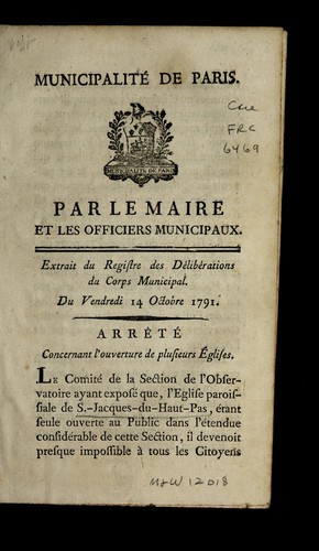 Cover for ... Extrait du registre des de libe rations
