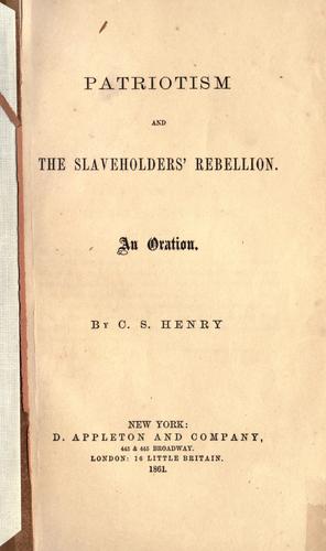 Cover for Patriotism and the slaveholders' rebellion