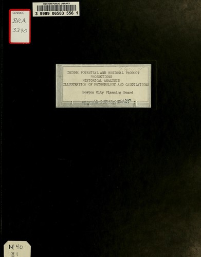 Cover for Income potential and regional product projections, historical analysis, illustration of methodology and calculations
