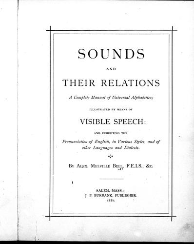 Cover for Sounds and their relations