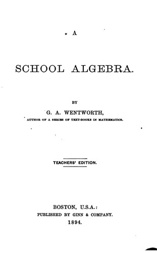 Cover for School algebra