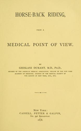 Cover for Horse-back riding, from a medical point of view.