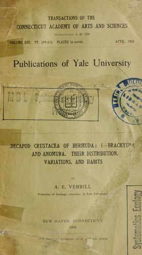 Cover for Decapod crustacea of Bermuda.