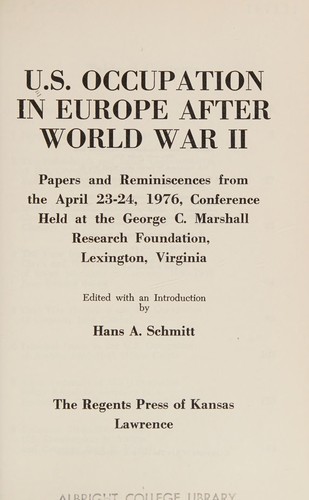 Cover for U.S. occupation in Europe after World War II