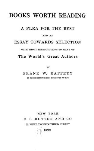 Cover for Books worth reading
