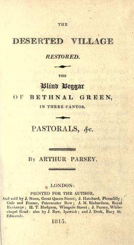 Cover for The deserted village restored.