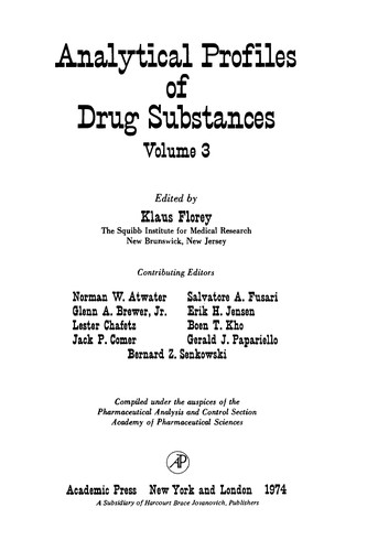 Cover for Analytical Profiles of Drug Substances