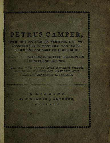 Cover for Verhandeling ... over het natuurlijk verschil der wezenstrekken in menschen van onderscheiden landaart en ouderdom; over het schoon in antyke beelden en gesneedene steenen