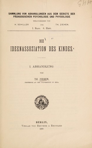 Cover for Die Ideenassoziation des Kindes