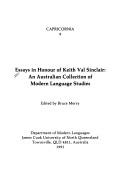 Cover for Essays in honour of Keith Val Sinclair