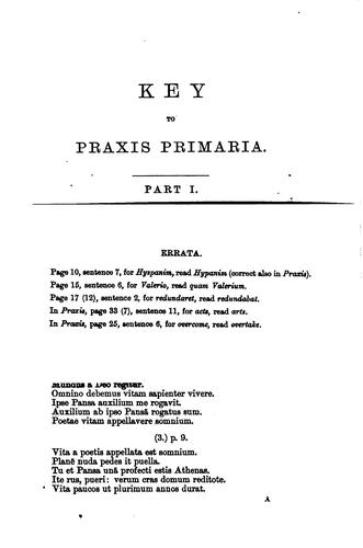 Cover for Praxis primaria: progressive exercises in the writing of Latin. [With] Key