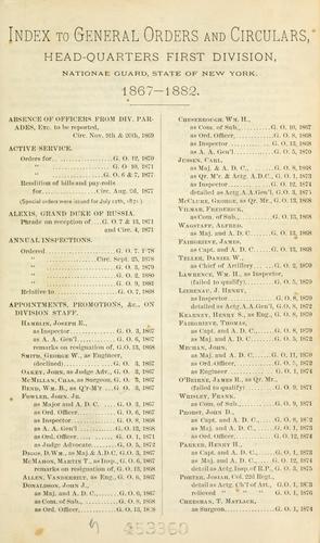 Cover for [General orders and circulars, head-quarters First division, National Guard, State of New York, 1867-1882.