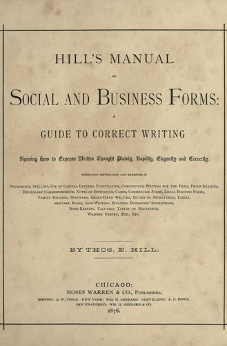 Cover for Hill's manual of social and business forms