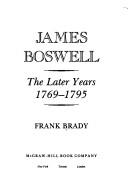 Cover for James Boswell, the later years, 1769-1795
