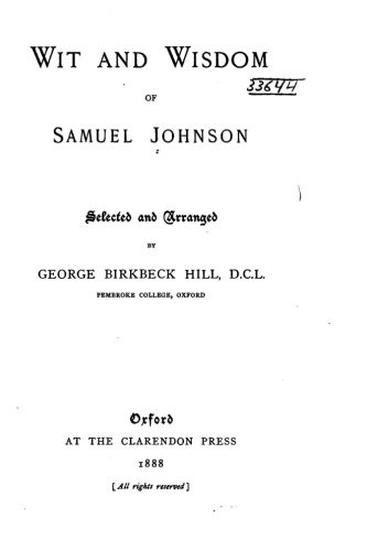 Cover for Wit and wisdom of Samuel Johnson
