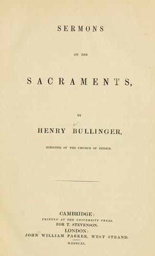 Cover for Sermons on the sacraments