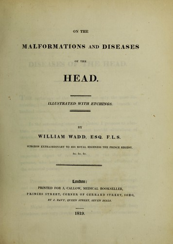 Cover for On the malformations and diseases of the head