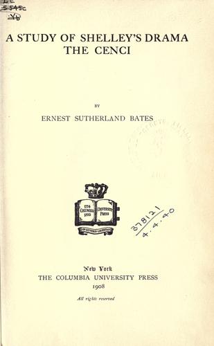 Cover for A study of Shelley's drama The Cenci