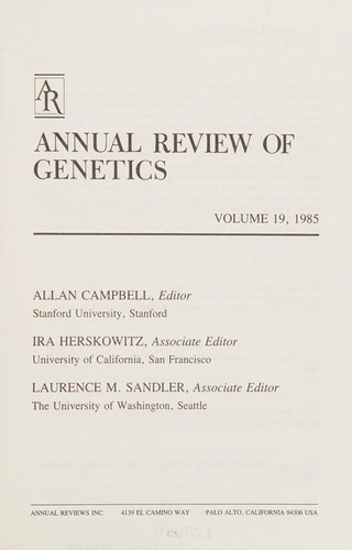 Cover for Annual review of genetics.