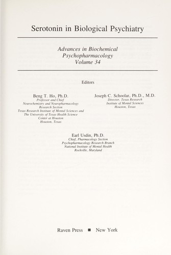 Cover for Serotonin in biological psychiatry