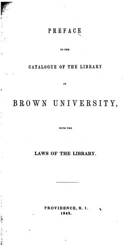 Cover for Preface to the catalogue of the Library of Brown University, with the laws of the Library.