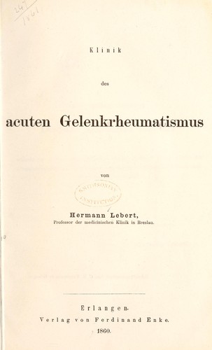 Cover for Klinik des acuten gelenkrheumatismus