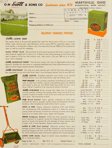 Cover for O.M. Scott & Sons Co., seedsmen since 1870, Marysville, Ohio, Ridgefield, New Jersey