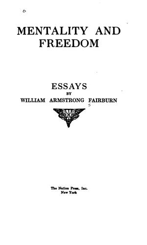 Cover for Mentality and freedom