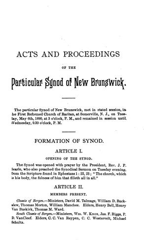 Cover for Minutes of the Particular Synod of New Brunswick: Convened at ...