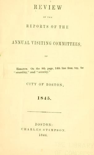Cover for Review of the Reports of the Annual visiting committees of the public schools of the city of Boston, 1845.