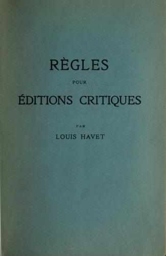 Cover for Règles et recommendations générales pour l'éstablissement des éditions Guillaume Budé