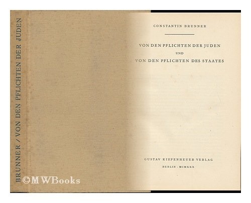 Cover for Von den pflichten der Juden und von den pflichten des staates