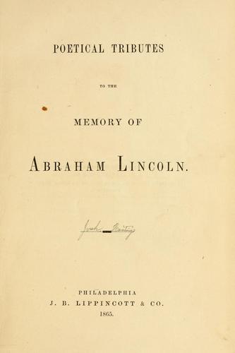 Cover for Poetical tributes to the memory of Abraham Lincoln.
