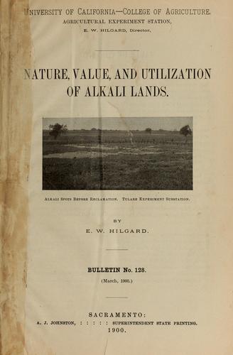 Cover for Nature, value and utilization of alkali lands