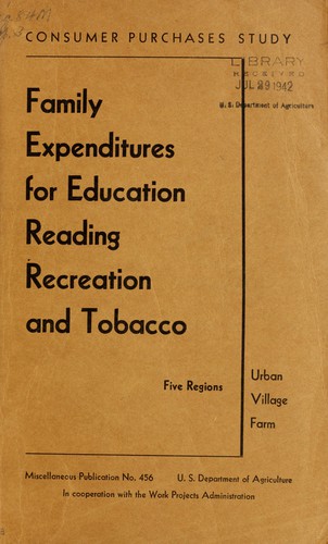 Cover for Family expenditures for education, reading, recreation, and tobacco