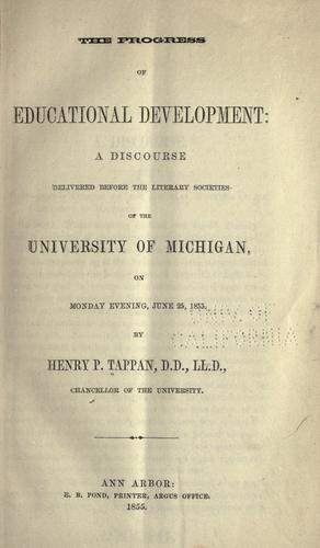 Cover for The progress of educational development
