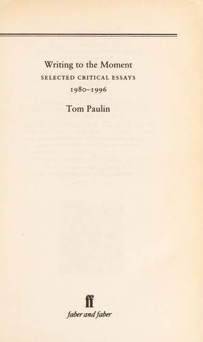 Cover for Writing to the moment