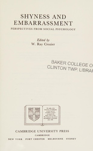 Cover for Shyness and embarrassment