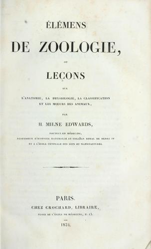 Cover for Élémens de zoologie