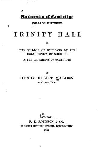 Cover for Trinity hall