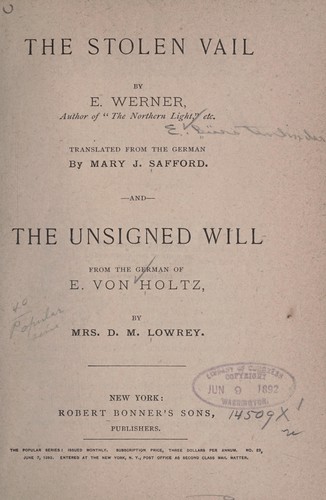 Cover for The stolen vail