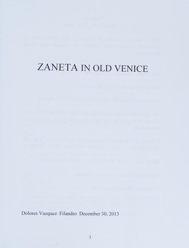 Cover for Zaneta in old Venice