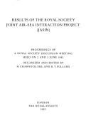 Cover for Results of the Royal Society Joint Air-Sea Interaction Project (JASIN)