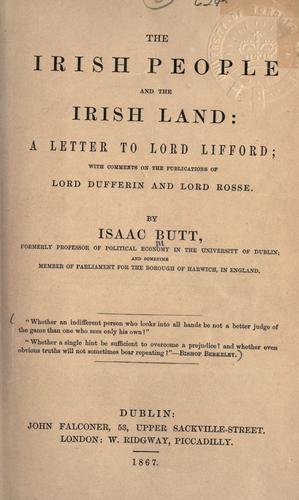 Cover for The Irish people and the Irish land