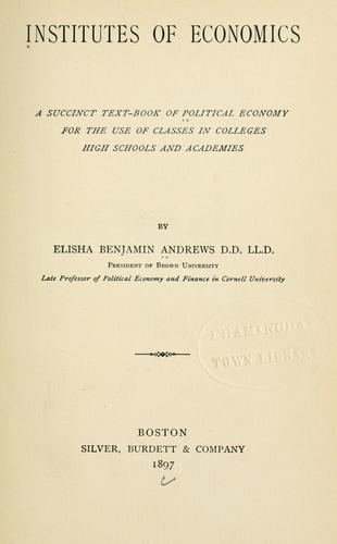 Cover for Institutes of economics